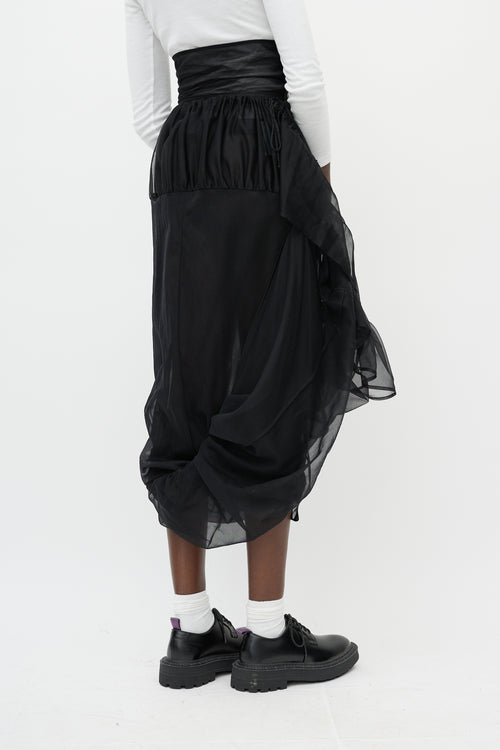Rei Kawakubo Black Mesh Wrap Detail Midi Skirt