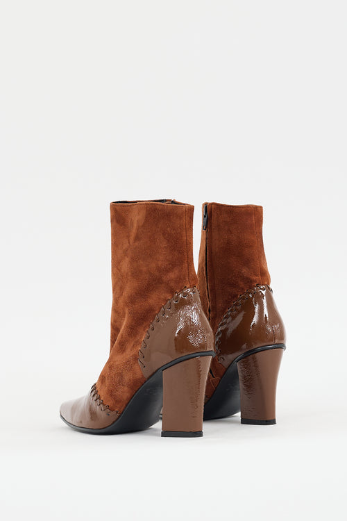 Reike Nen Brown Suede & Patent Whipstitch Boot