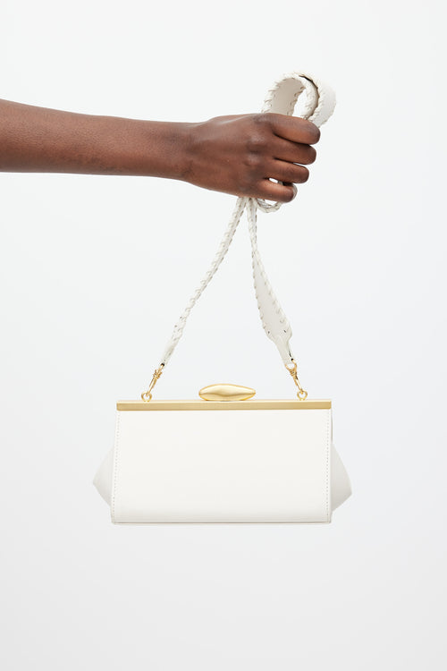Reike Nen White & Gold Leather Pebble Bag