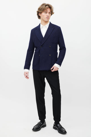 Reiss Blue Wool Double Breasted Suit Jacket