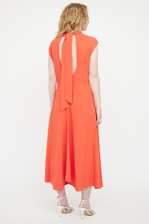 Reiss Orange Pleated Maxi Dress