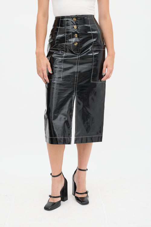 Rejina Pyo Black & White PVC Contrast Stitch Skirt