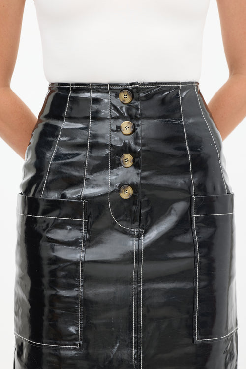 Rejina Pyo Black & White PVC Contrast Stitch Skirt