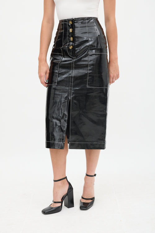 Rejina Pyo Black & White PVC Contrast Stitch Skirt