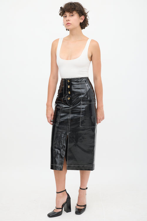 Rejina Pyo Black & White PVC Contrast Stitch Skirt