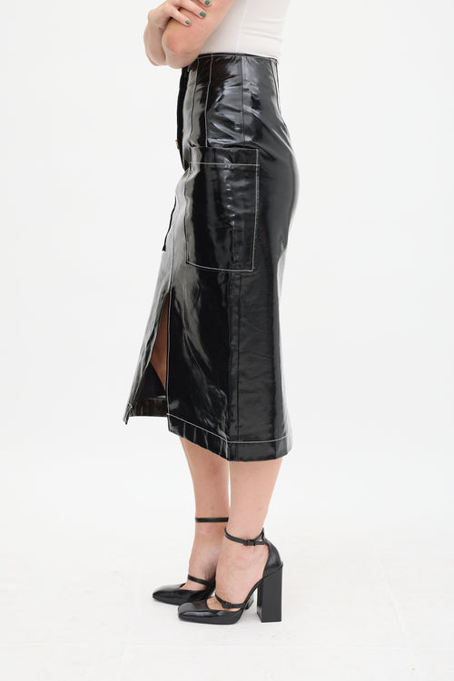 Rejina Pyo Black & White PVC Contrast Stitch Skirt