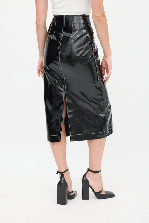 Rejina Pyo Black & White PVC Contrast Stitch Skirt