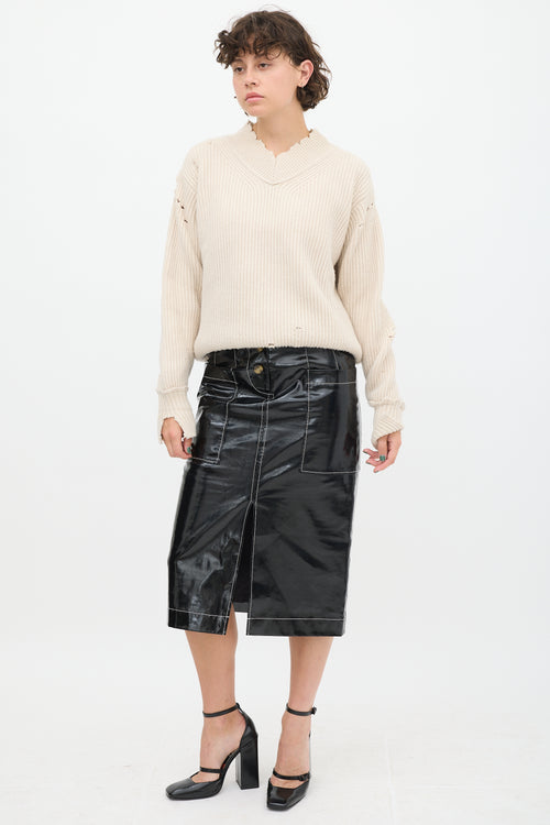 Rejina Pyo Black & White PVC Contrast Stitch Skirt