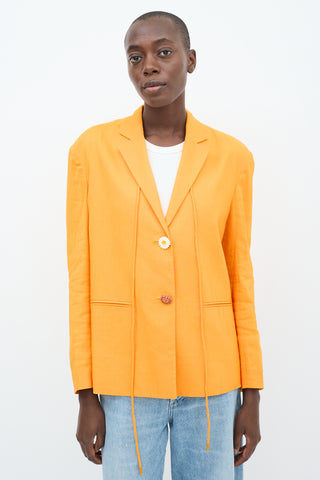 Rejina Pyo Orange Linen Drawstring Blazer