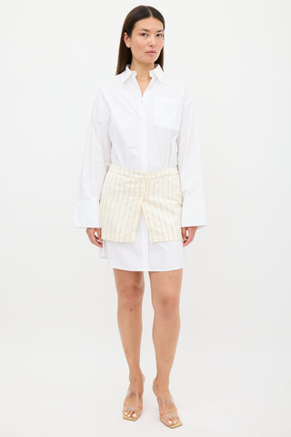 Remain Birger Christensen White & Cream Layered Suiting Dress