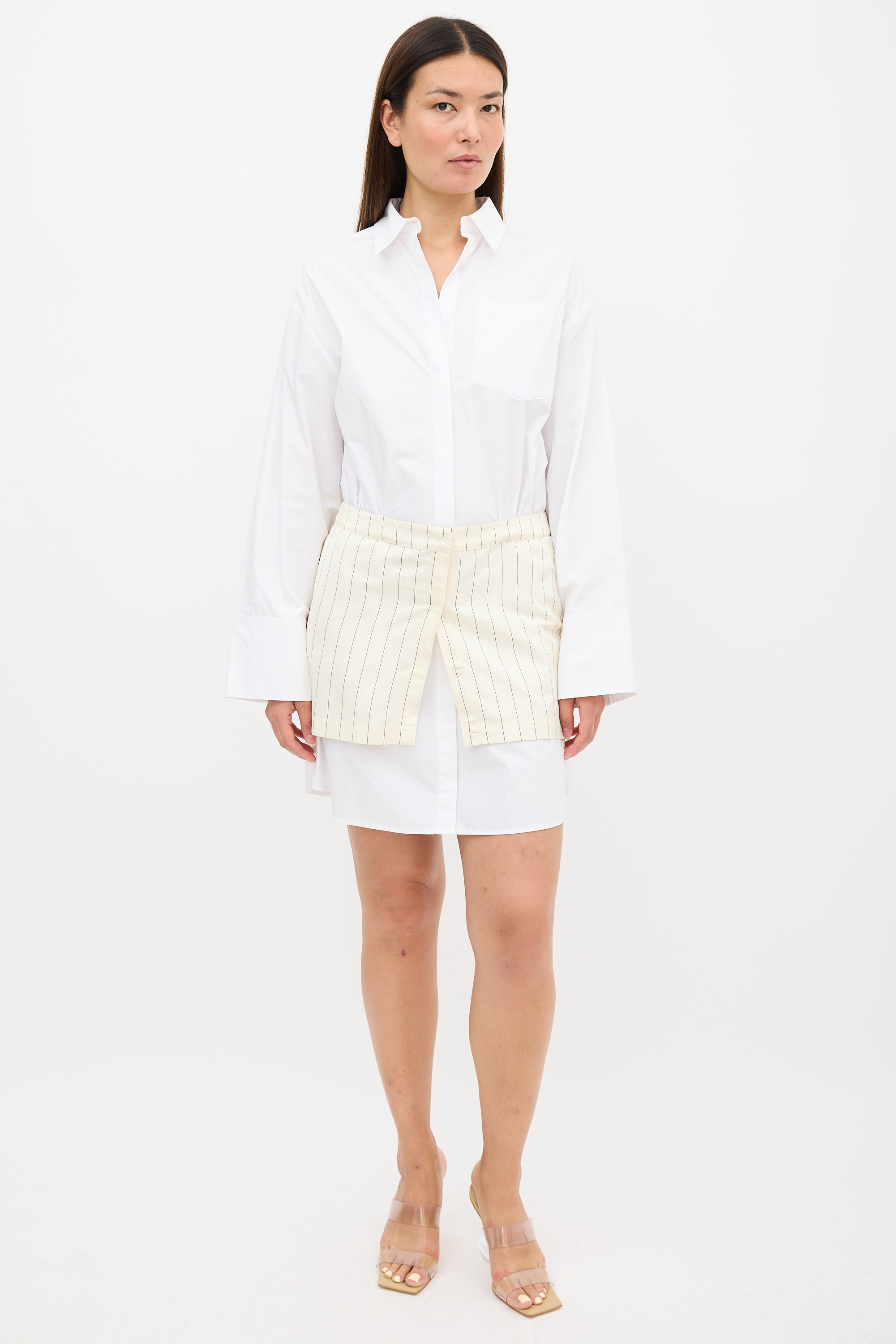 remain layered suiting dress REMAIN Layered Suiting Dress in Egret Combo