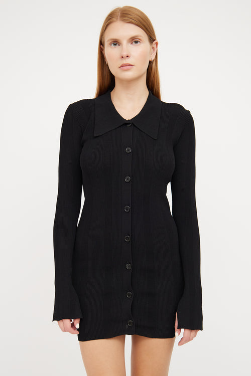 Remain Birger Christensen Black Rib Knit Button Front Dress