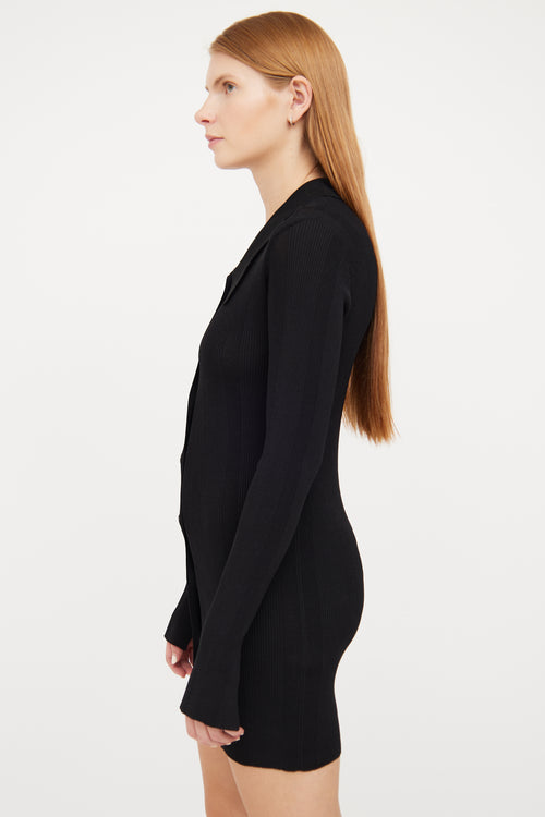 Remain Birger Christensen Black Rib Knit Button Front Dress