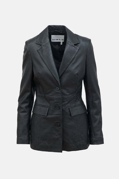 Remain Birger Christensen Leather Three Button Blazer
