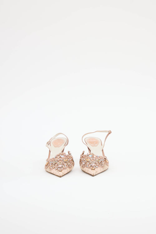 Rene Caovilla Lace Embellished Slingback