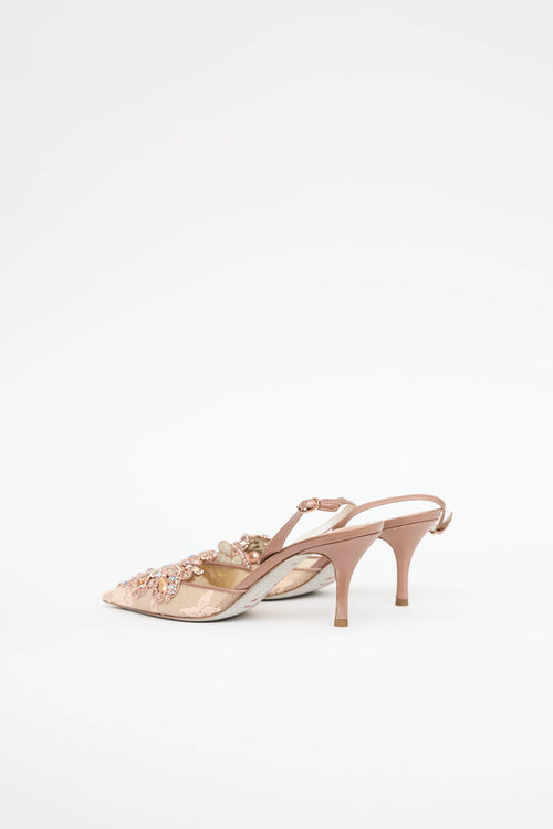 Rene Caovilla Lace Embellished Slingback