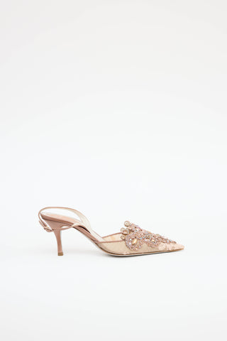 Rene Caovilla Lace Embellished Slingback
