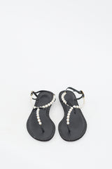 Rene Caovilla Black Pearl & Crystal Embellished Sandal