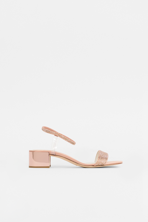 Satin Elastica Embellished Sandal
