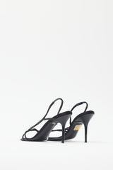 Rene Caovilla Black Braided Rhinestone Slingback Heel