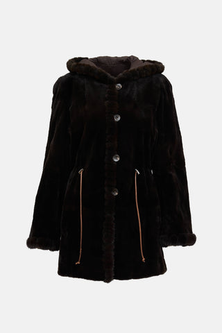 VSP ArchiveReversible Shearling Fur Hooded Coat