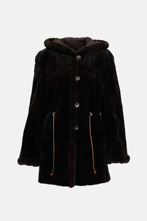 VSP ArchiveReversible Shearling Fur Hooded Coat