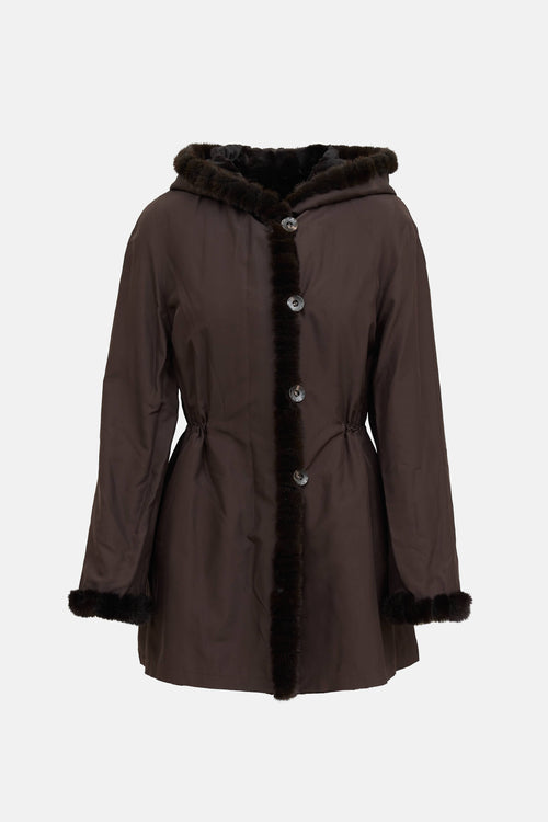 VSP ArchiveReversible Shearling Fur Hooded Coat