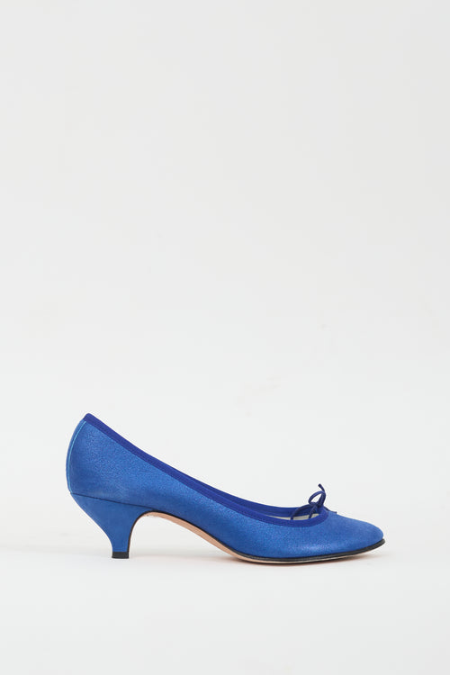 Repetto Blue Gisele Faux Leather Bow Heel