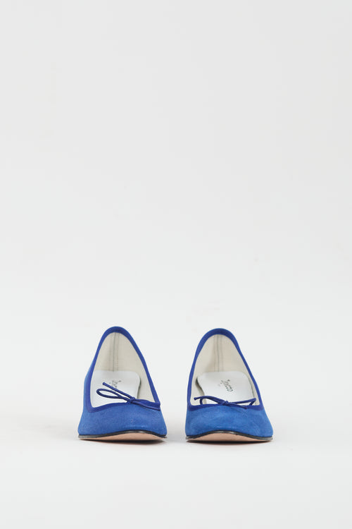 Repetto Blue Gisele Faux Leather Bow Heel