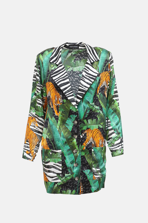  Silk Graphic Blazer Dress