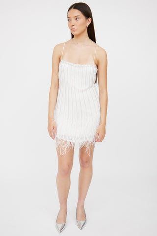 Retrofête White Rubina Sequin Feather Dress