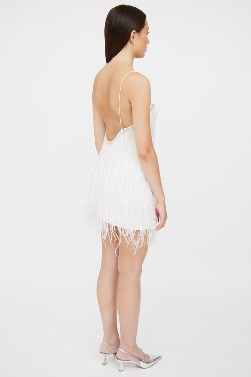 Retrofête White Rubina Sequin Feather Dress