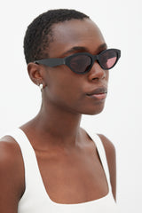 Retrosuperfuture Black & Pink Oval Sunglasses