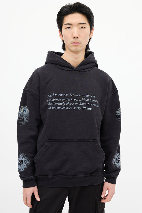 Rhude Black & Grey Honest Eye Graphic Hoodie