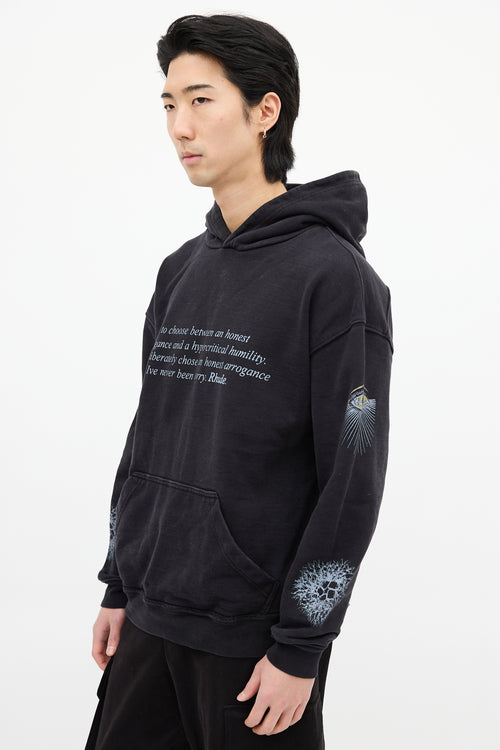 Rhude Black & Grey Honest Eye Graphic Hoodie