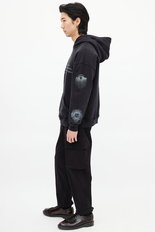 Rhude Black & Grey Honest Eye Graphic Hoodie