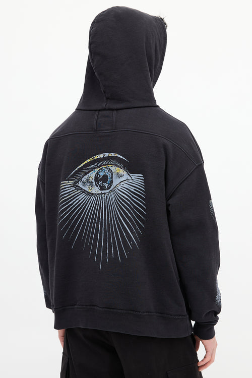 Rhude Black & Grey Honest Eye Graphic Hoodie
