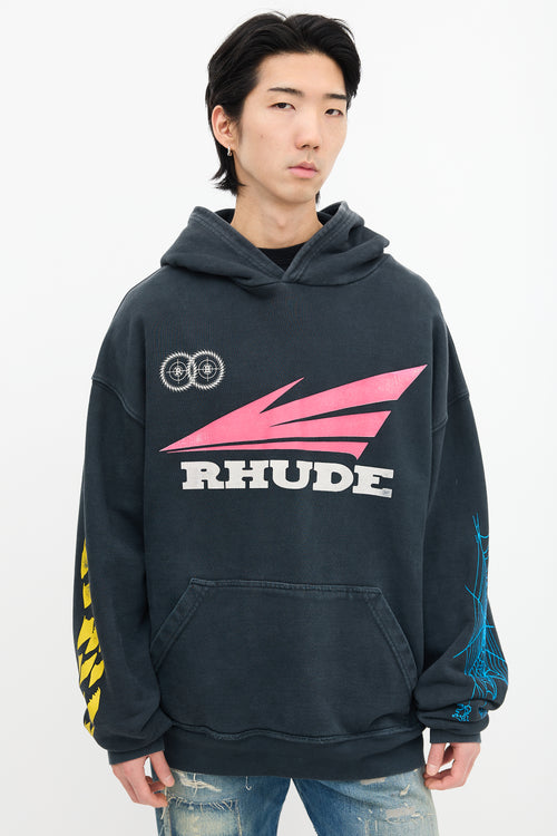 Rhude Black & Multi Rhonda Graphic Hoodie
