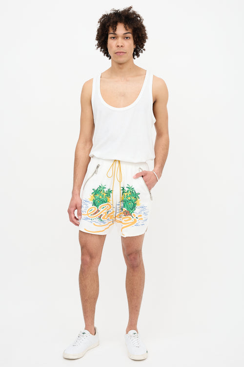 Rhude Canvas Logo Printed Shorts