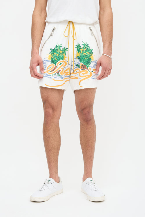 Rhude Canvas Logo Printed Shorts