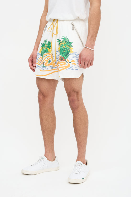 Rhude Canvas Logo Printed Shorts