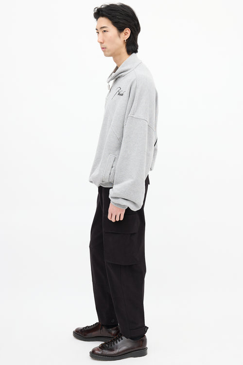 Rhude Heather Grey Logo Quarter Zip Sweater