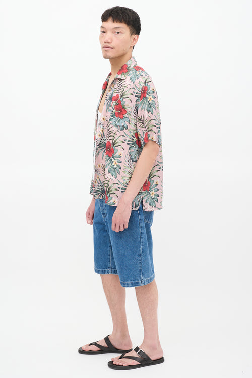 Rhude Pink & Multicolour Floral One Pocket Shirt