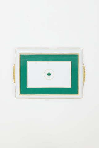 Richard Ginori White & Green Porcelain Contessa Rectangular Platter