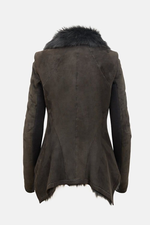 Rick Owens Asymmetric Shearling Jacket