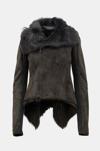 Rick Owens Asymmetric Shearling Jacket