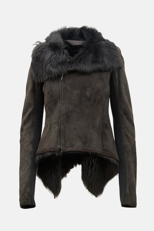 Rick Owens Asymmetric Shearling Jacket