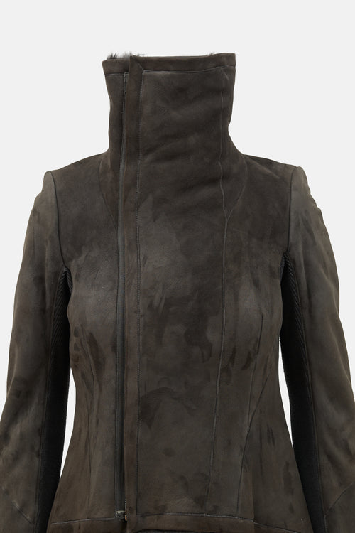 Rick Owens Asymmetric Shearling Jacket
