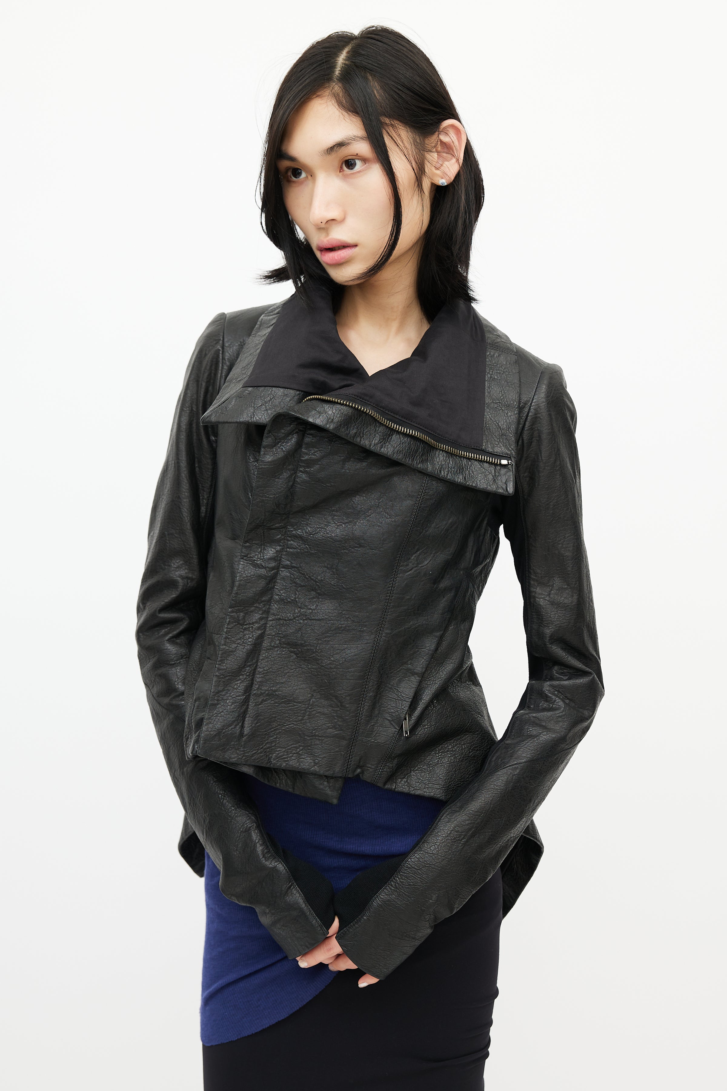 Rick Owens // Asymmetrical Black Leather Jacket – VSP Consignment