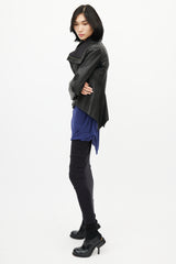 Rick Owens Asymmetrical Black Leather Jacket